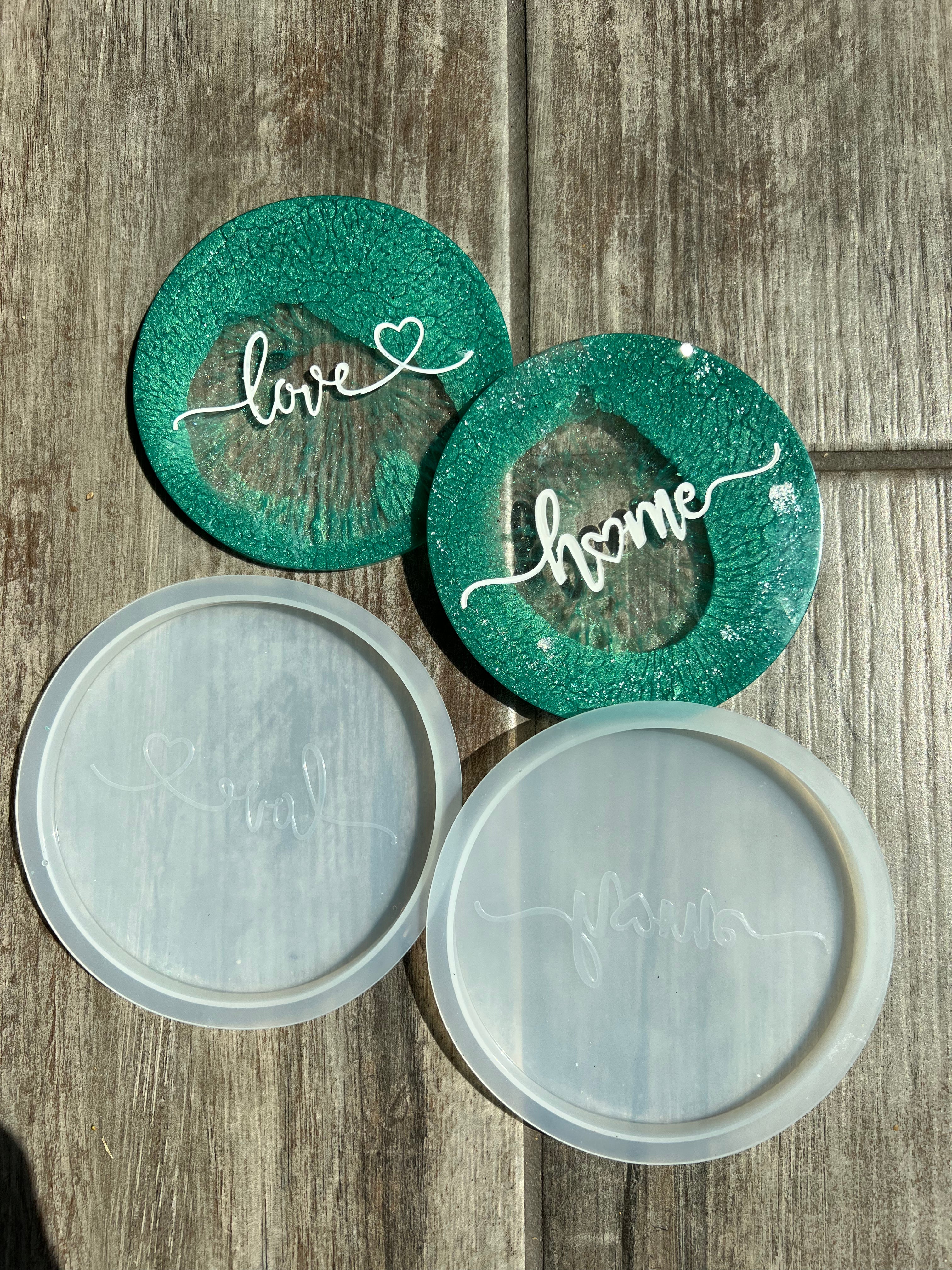 hand written silicone resin coaster molds