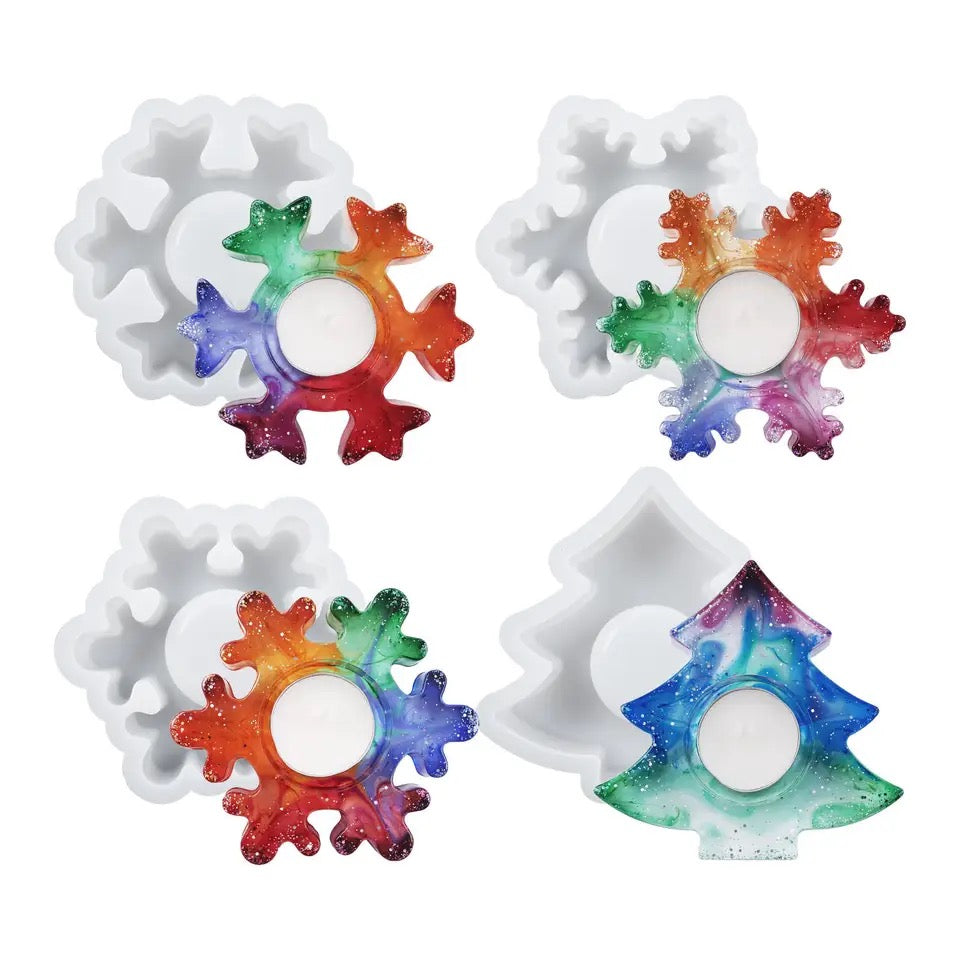Christmas tealight resin mold set