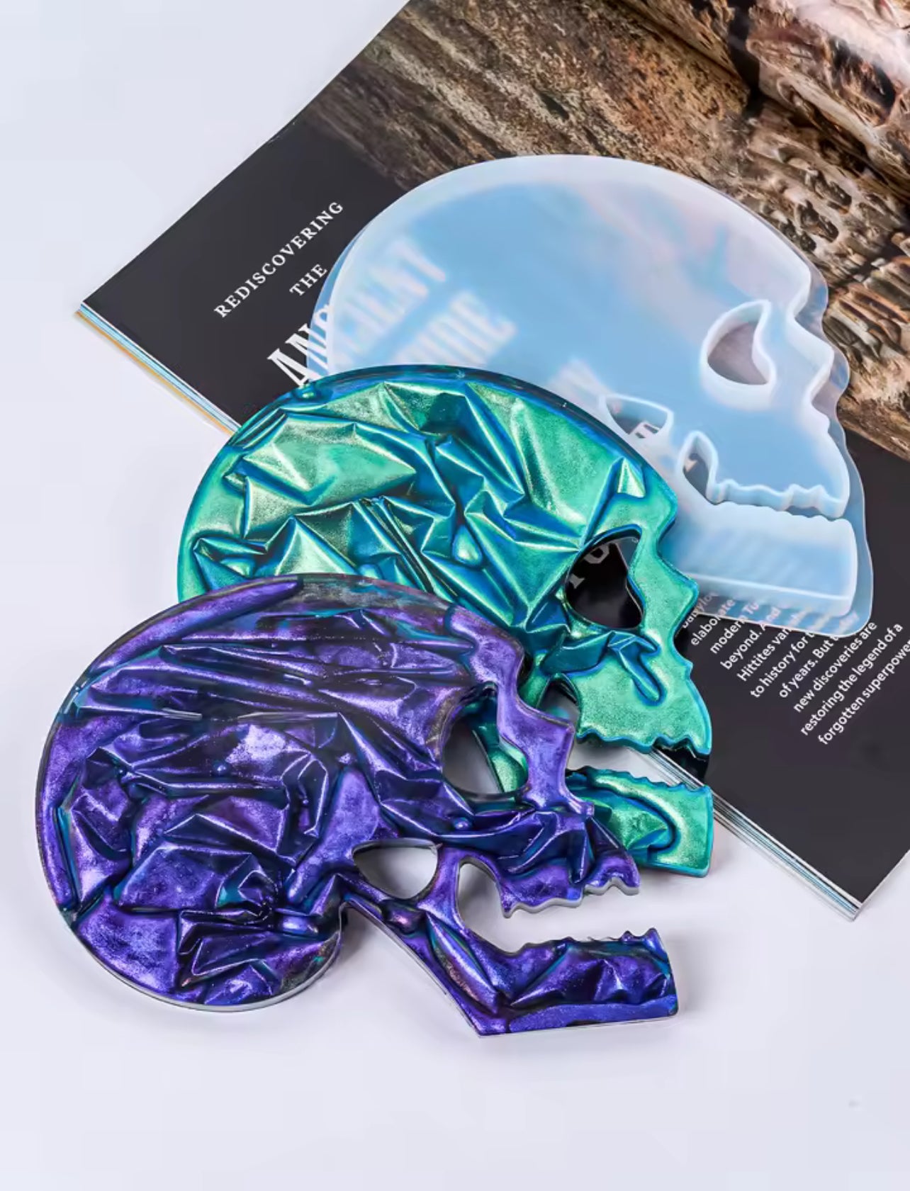 Skull Resin Coaster Mold Set with Holder
