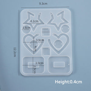 multi earring heart star silicone resin mold