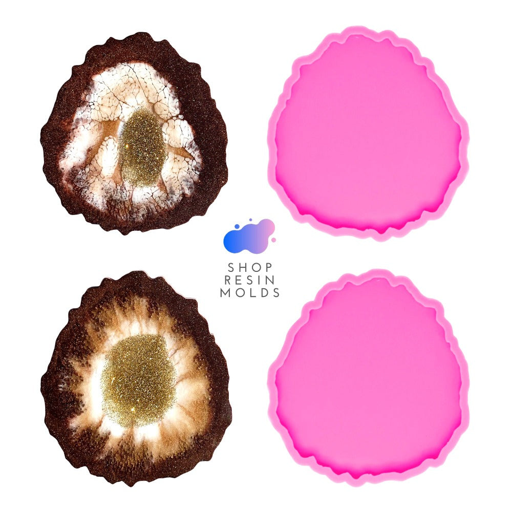 oval pink silicone resin craft coaster geode mold