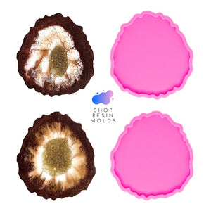 oval pink silicone resin craft coaster geode mold