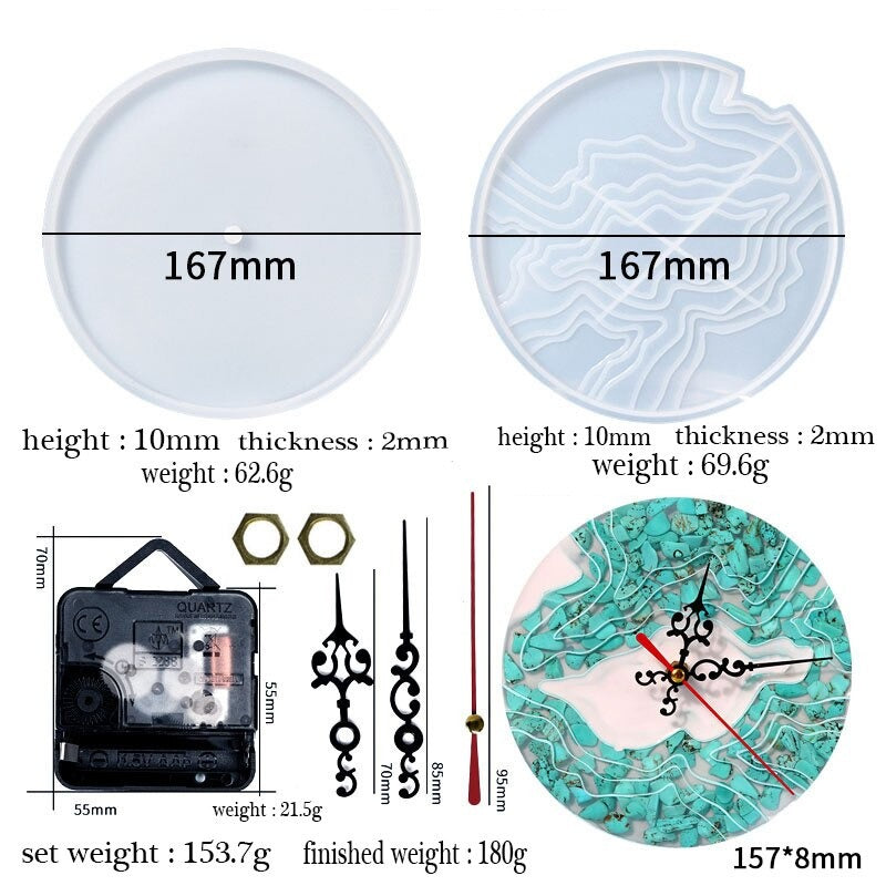 Silicone Resin Clock Mold, 3 Style
