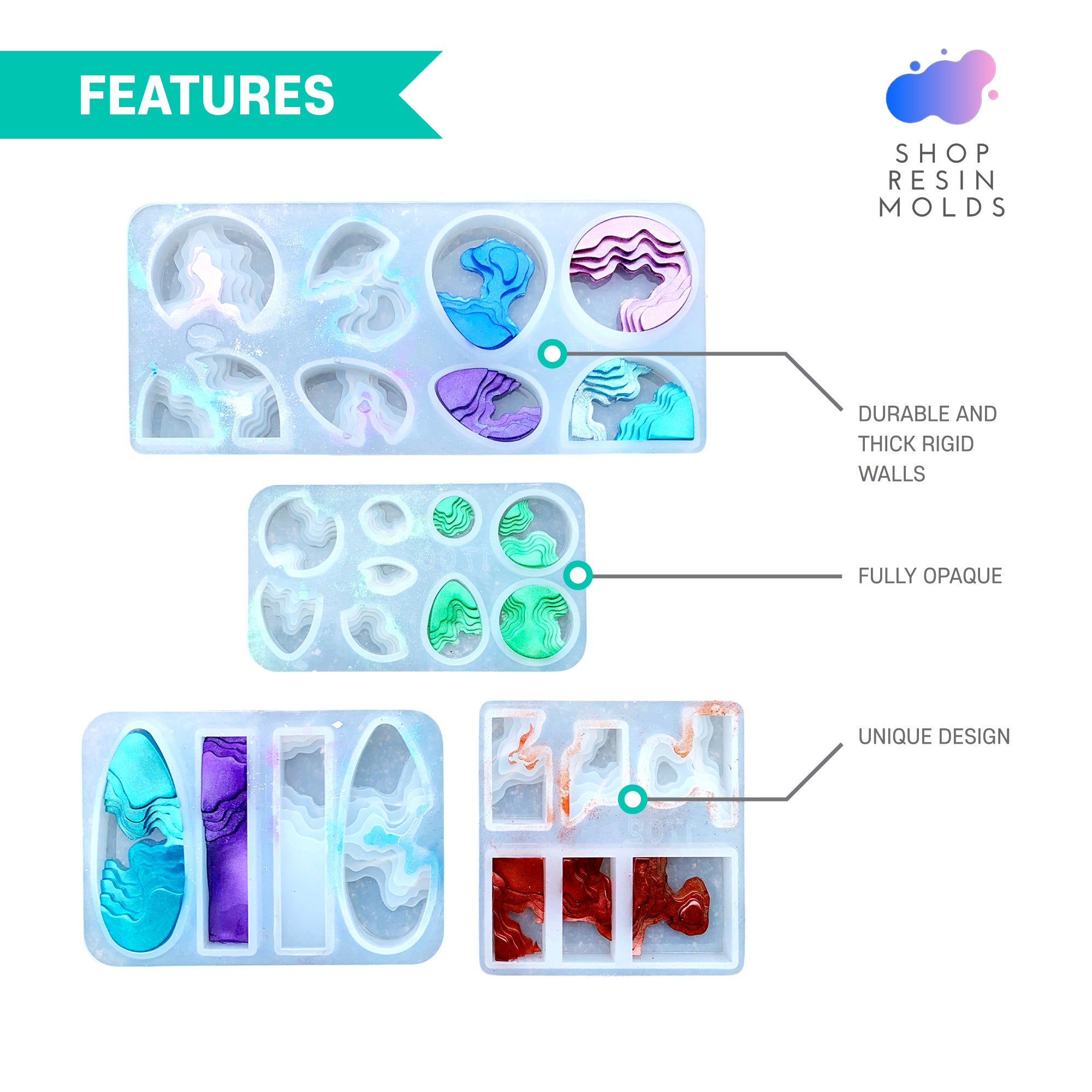 resin geode wave jewelry pendant mold mould silicone resin