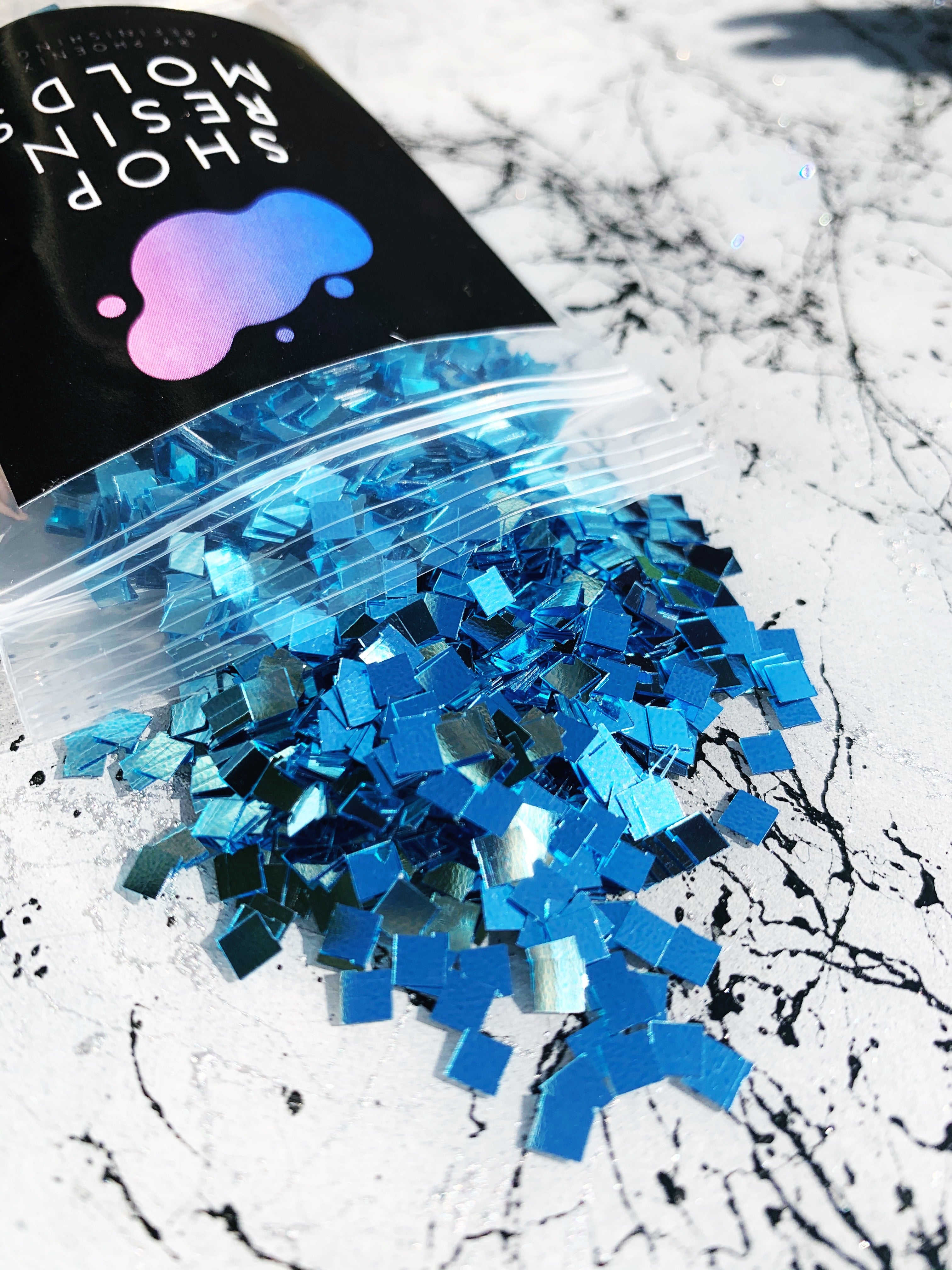 light blue square glitter for resin coasters