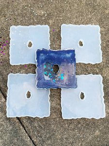 square resin geode coaster silicone mold
