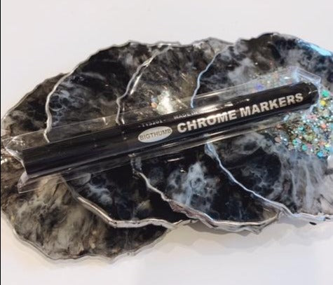 chrome paint pen metallic silver for resin coasters art