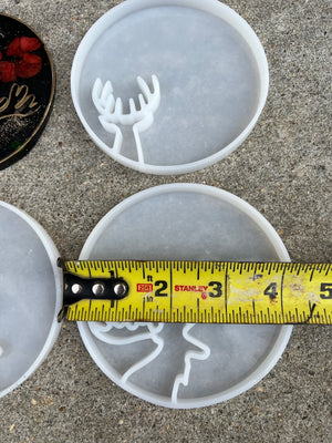 Reindeer Moose Silicone Round Resin Coaster Mold Set