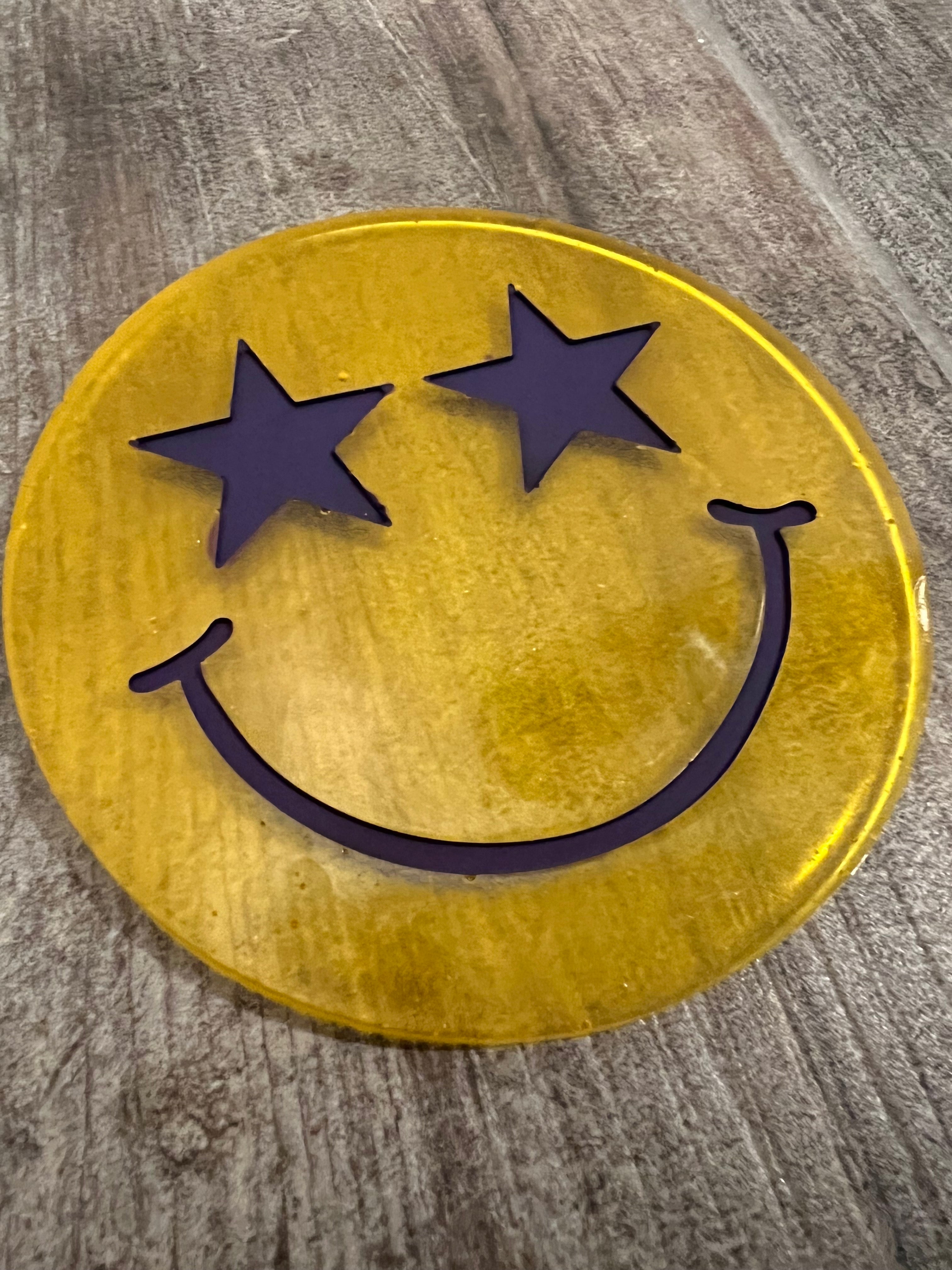 Star Struck Eyes Smiley Face Silicone Resin Coaster Mold Set