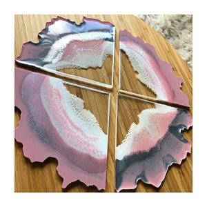pink shiny resin geode coaster mold mould