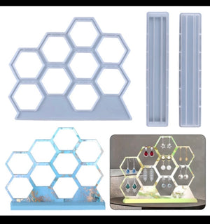 Hexagon Honeycomb Silicone Resin Mold Earring Jewelry Stand