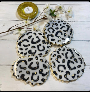 Leopard Print 3D Resin Coaster Mold Set With Holder