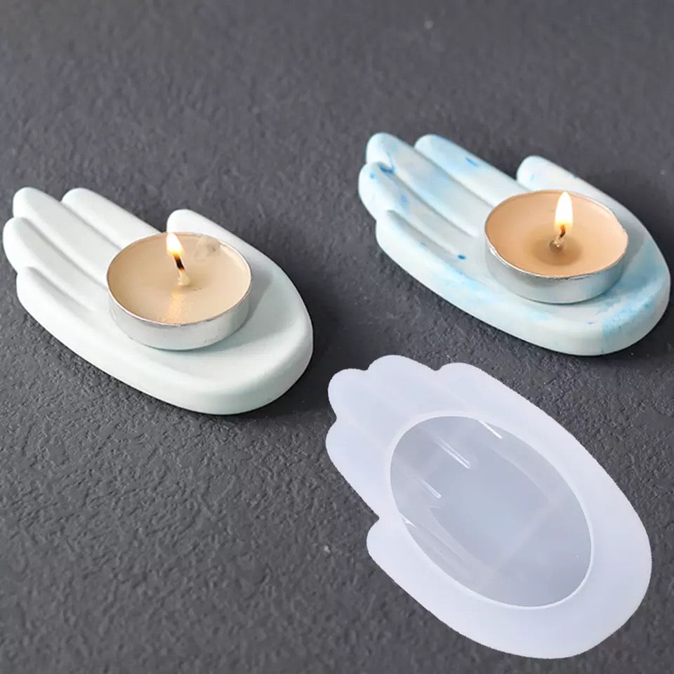 palm hand silicone resin mold tealight holder