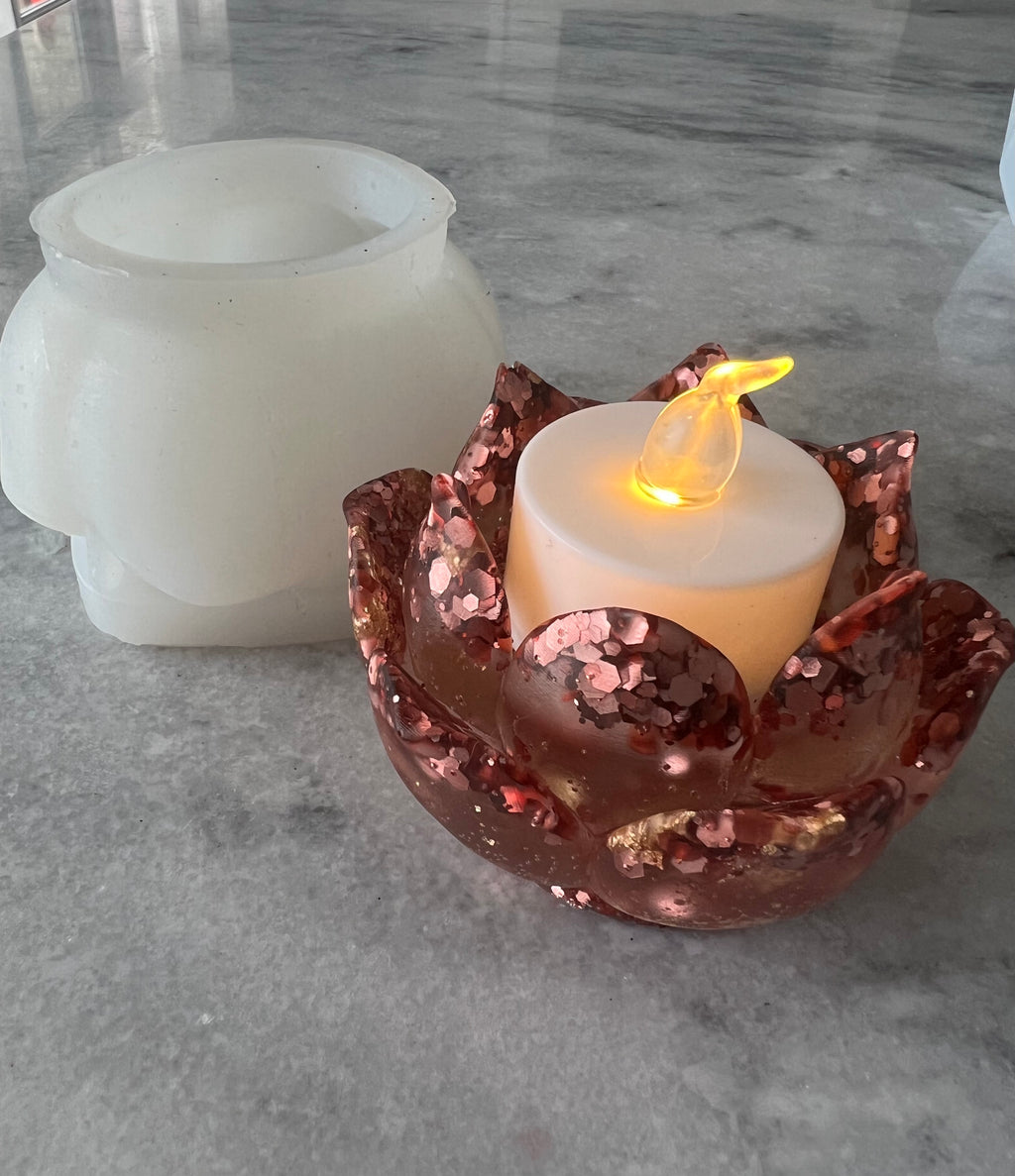 lotus flower tea light silicone resin mold