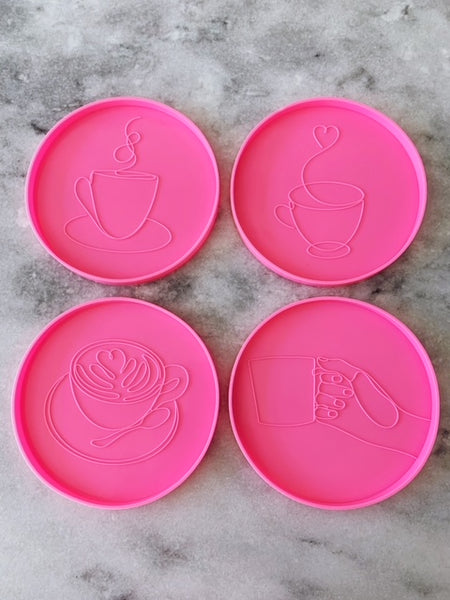 Female Flower Line Art Coaster Tray Silicone Mold Line Art Women Silhouette Mold  Coaster Mold Resin Art Home Decoration Resin Art 