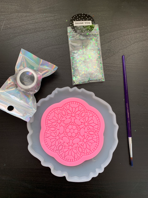 lace inlay silicone resin mold for coasters