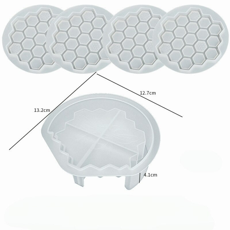 honeycomb silicone resin coaster mold set
