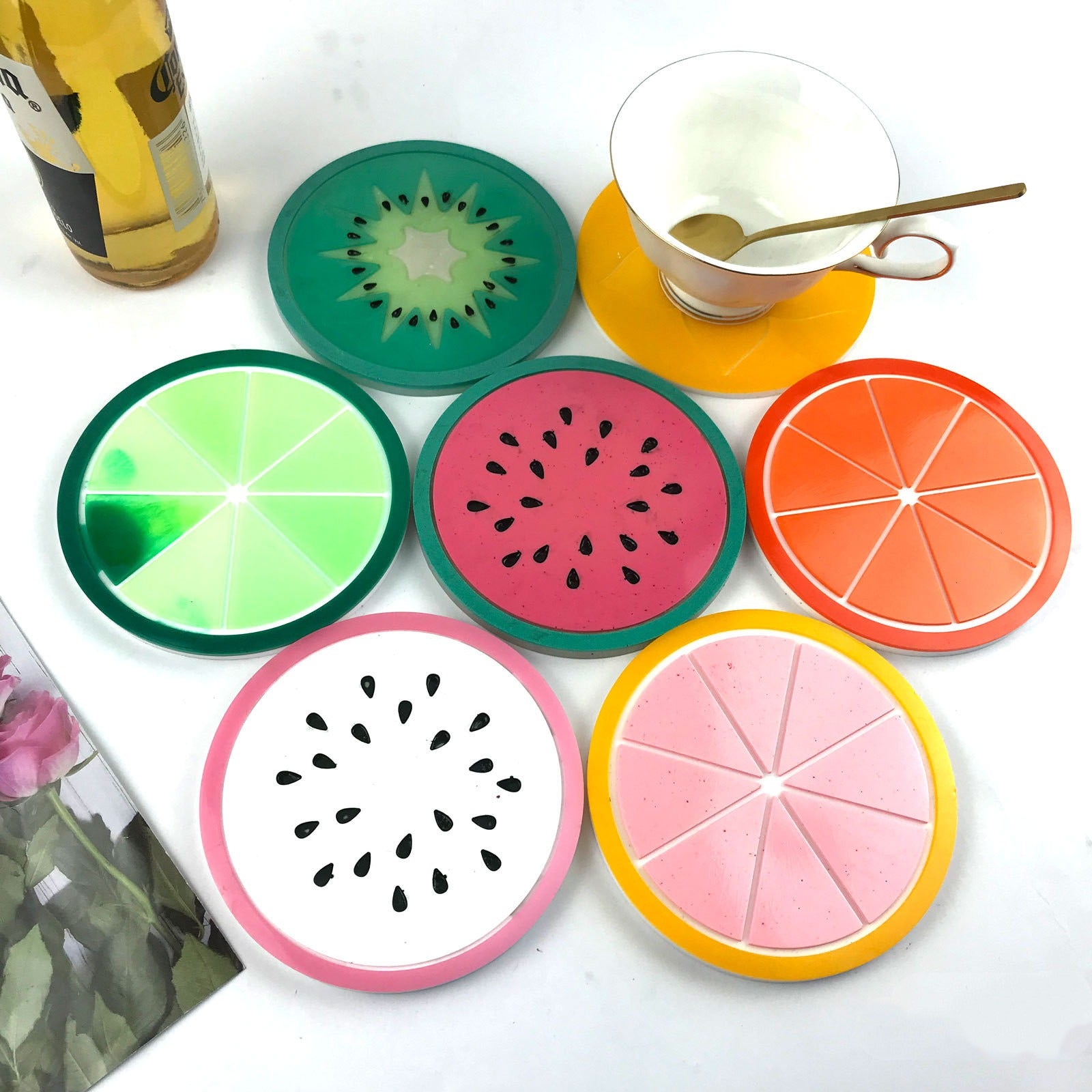 Large Flower Shape Resin Coaster Molds Fruit Cup Silicone Tray