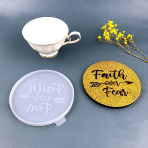 faith over fear silicone coaster mold