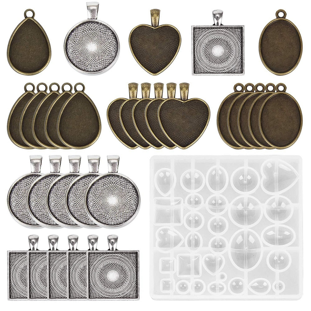 resin silicone necklace jewelry earring mold set kit