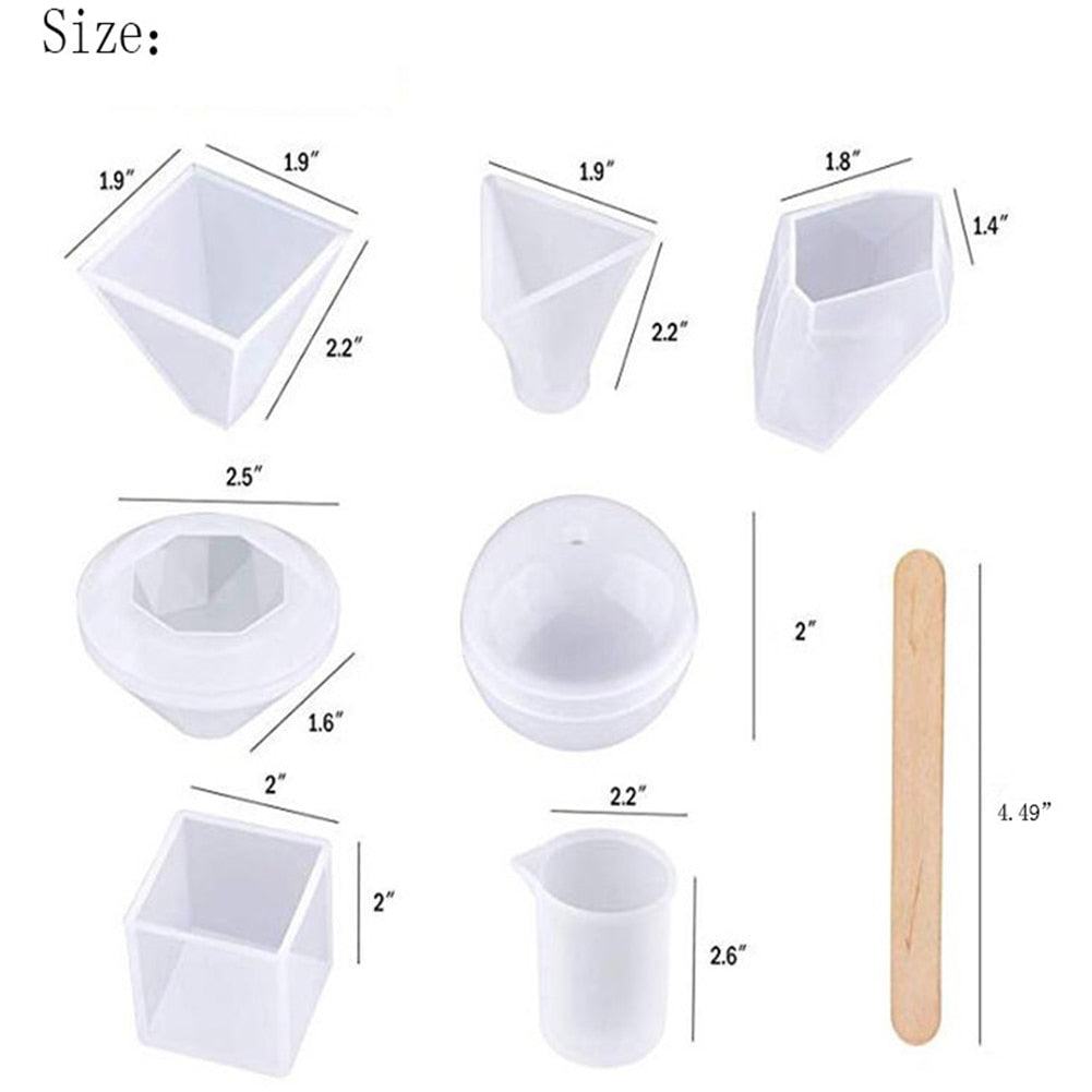 Small Silicone Resin Mold Set with cropping template (stencil)