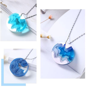 wave necklace pendant jewelry resin mold mountain silicone