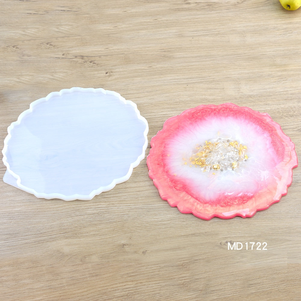 round geode resin silicone tray mold