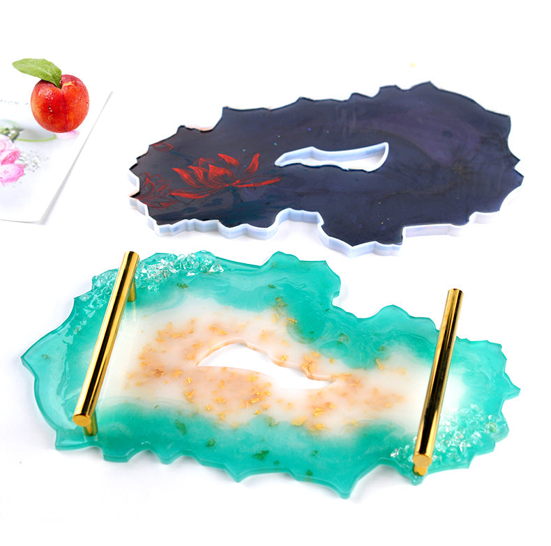 unique resin geode agate slice tray  mold mould