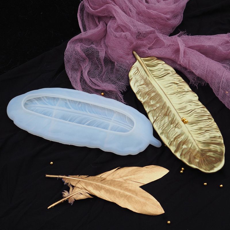 silicone feather trinket dish resin mold
