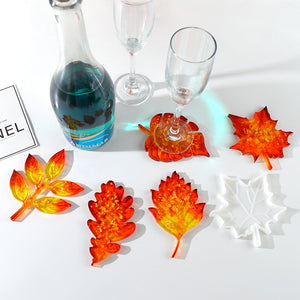fall leaf maple silicone resin coaster mold