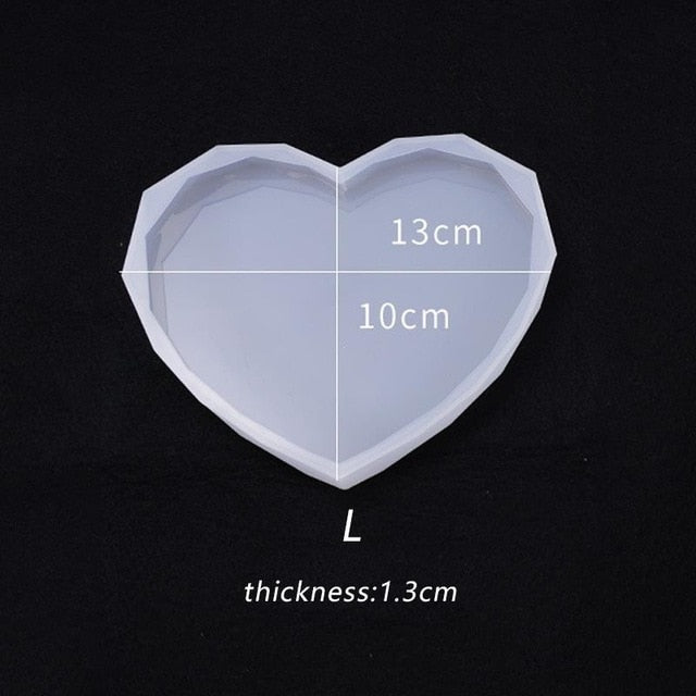 heart diamond edge resin silicone coaster mold