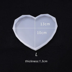 heart diamond edge resin silicone coaster mold
