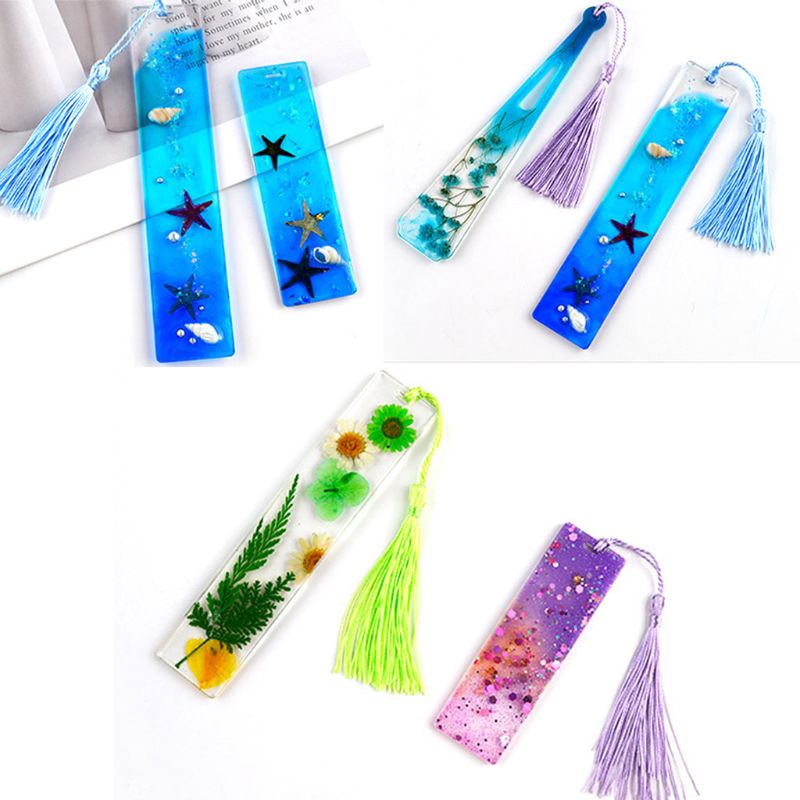 10pcs Bookmark Resin Mold Leaves and Heart Resin Bookmark Mold