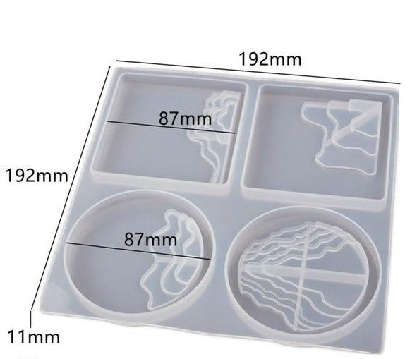 ocean wave landscape resin coaster tray mold