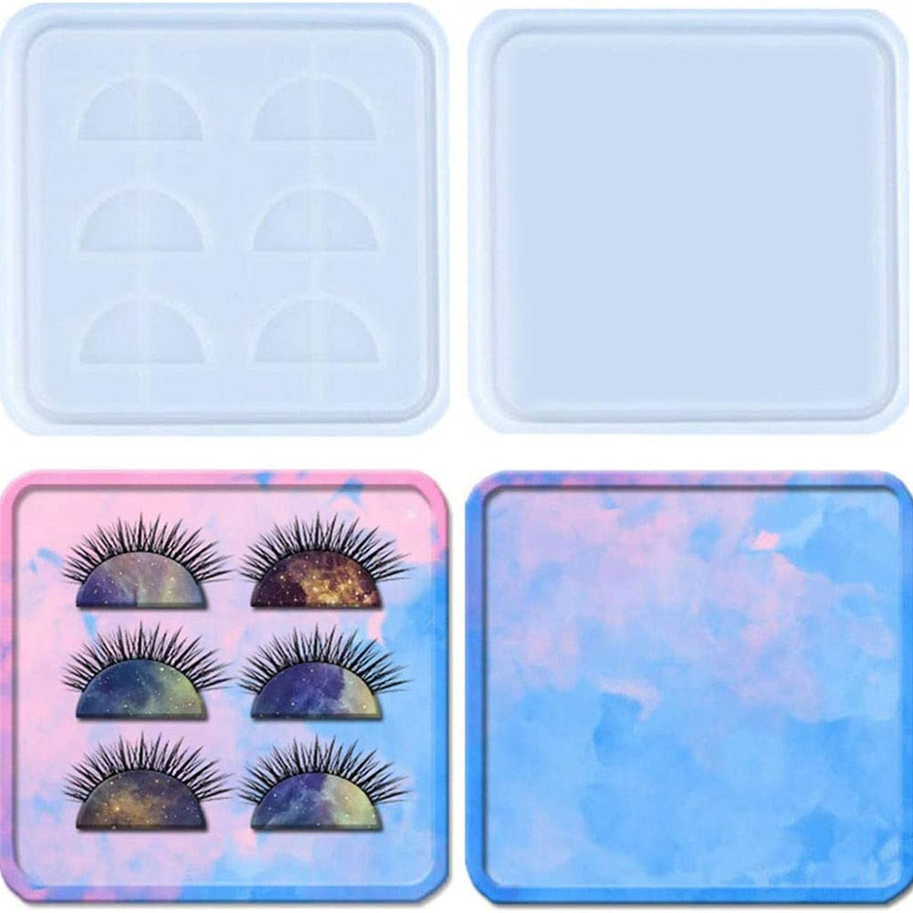 eyelash resin tray mold with lid square silicone