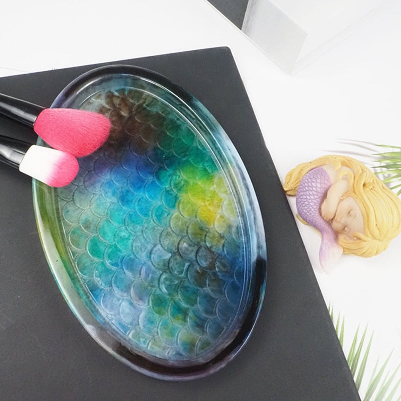 oval resin tray trinket mermaid inlay dish mold