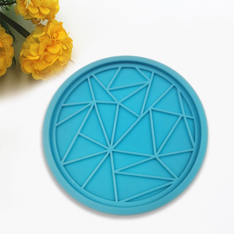 stained glass round silicone resin coaster mold