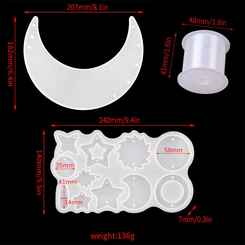 Resin Molds Silicone Kit Star Moon Wind Chimes