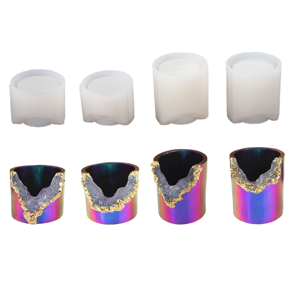 silicone candle geode resin mold 4 piece set