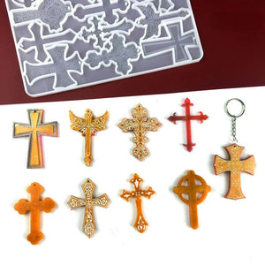 cross keychain silicone resin mold 