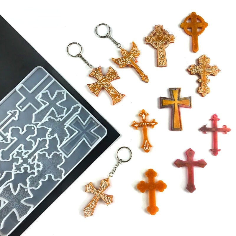 cross keychain silicone resin mold