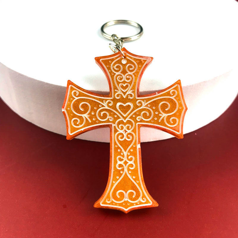 cross keychain silicone resin mold