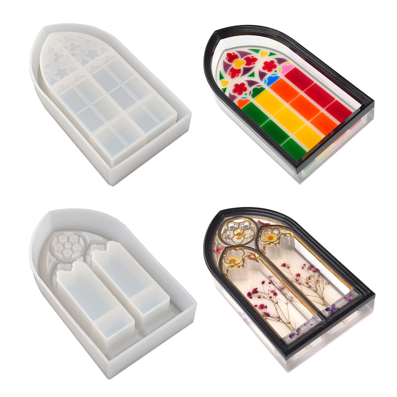 Stained Glass Silicone Resin Mold Trinket Dish Church Cathedral Window