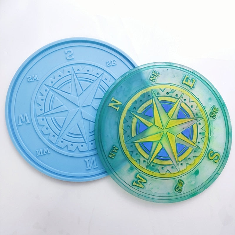 compass silicone resin coaster mold