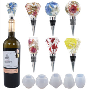 wine stopper silicone resin mold kit with metal bases