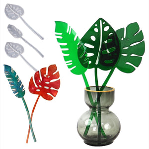 elephant ear monstera leaf 3 piece silicone resin mold set with stems