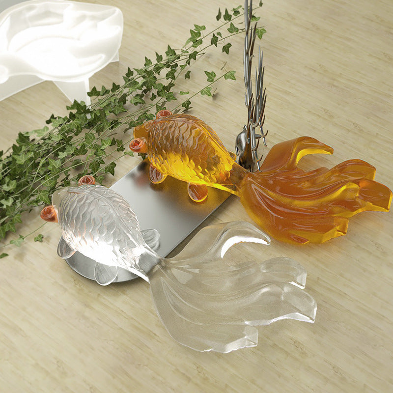 Large Goldfish Mold Silicone Resin Mold, Desk paperweight mold