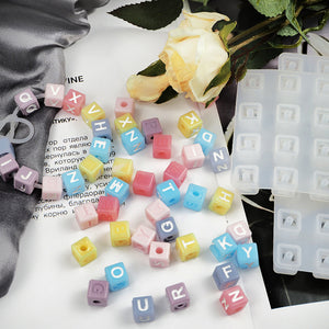 Resin Square Letter Bead Alphabet Silicone Mold