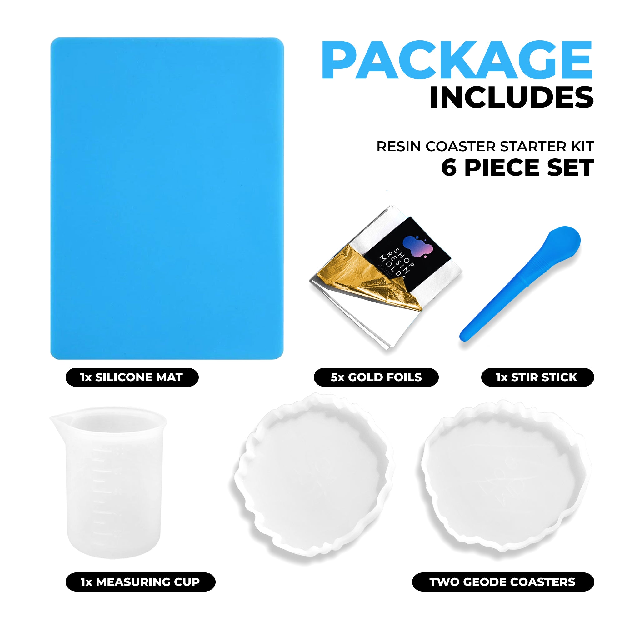 beginner silicone resin mold kit with coasters